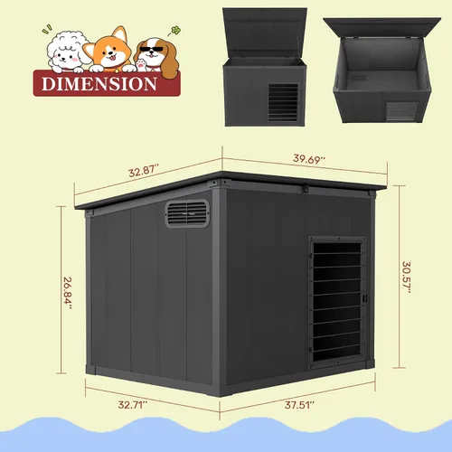 Vista 7 de Domi - Casa grande para perros al aire libre, resistente a la intemperie
