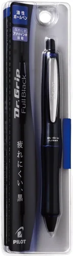 Vista 2 de Pilot Dr. Grip Bolígrafo de Punta de Bola Completamente Negro 0.7mm, Cuerpo Negro, Acento Azul (BDGFB80F-L)