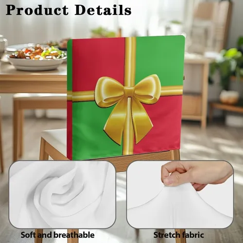 Vista 4 de Fundas para sillas de comedor, diseño de lazo de Navidad, para sala de Navidad, cocina, fiesta, boda, hotel, hogar