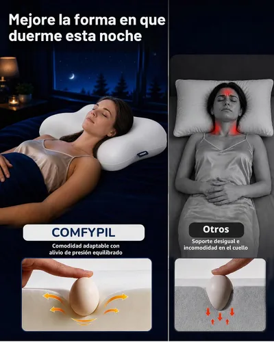 Vista 8 de Almohada cervical para dormir, almohadas de espuma viscoelástica Blanco