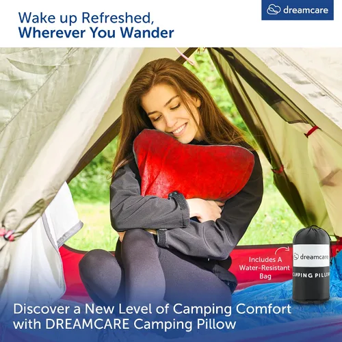 Vista 2 de DREAMCARE Almohada de viaje de espuma viscoelástica, accesorios de campamento, almohada pequeña esencial para campamento, almohadas de campamento