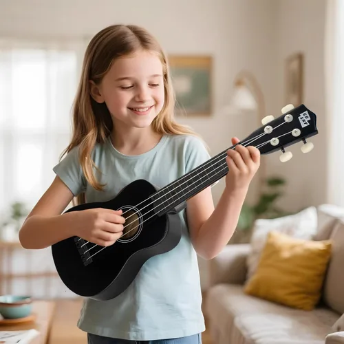 Vista 5 de Ukelele soprano 21"/53cm para niños, principiantes y estudiantes (negro)