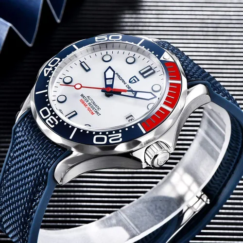 Vista 2 de HaiQin Pagani Design 007-Model Automatic Diving Watches for Men Japan Movement, Stainless Steel Band, Rotating Ceramic Bezel, Sapphire Domed Mirror