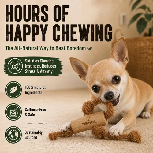 Vista 3 de Canophera Juguete masticable de madera y coco para perros para dientes y encías saludables, tamaño pequeño, todas las razas de perros