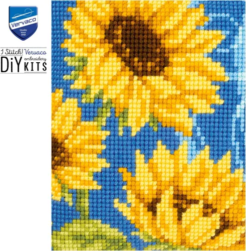 Vista 6 de Vervaco Kit de Cojín Punto de Cruz Girasoles Sobre Azul 16" x 16