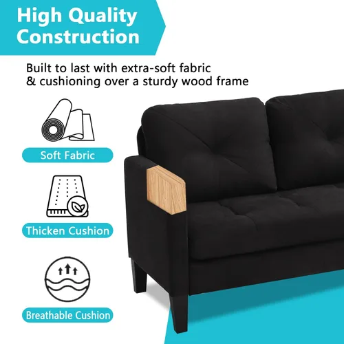 Vista 3 de TITIMO Sofá modular convertible, sofá en forma de L con diván reversible, sofá modular convertible de 3 plazas, sofás pequeños modernos