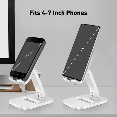 Vista 4 de Soporte de teléfono celular para escritorio, plegable y ajustable, soporte de teléfono de aluminio - Funda de viaje portátil compatible con funda
