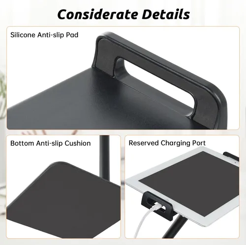 Vista 6 de UTEBIT Soporte para iPad para escritorio, giratorio de 360°, soporte de teléfono ajustable de 9.5 a 16.5 pulgadas de altura para escritorio, Negro