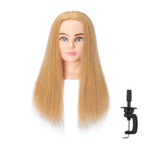 Vista 7 de Hairingrid Cabeza de maniquí 28"-30" 100% Cabello Humano para Peluquería y Cosmetología, Soporte de Abrazadera Incluido (R71619LB0624)