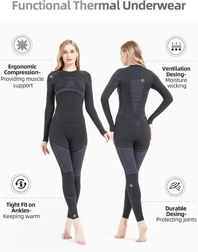 Vista 2 de Ropa interior térmica para mujeres Long Johns para mujeres, capa base para mujeres, en climas fríos
