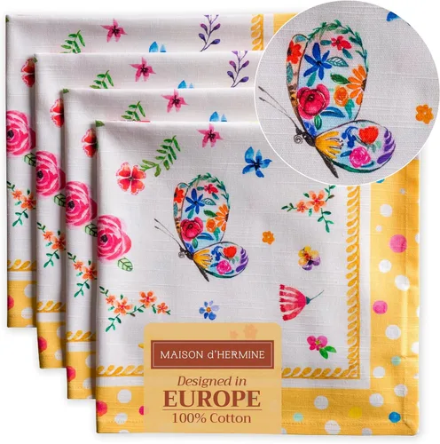 Vista 29 de Maison d' Hermine Juego de 4 servilletas de tela 100% algodón, suaves y duraderas, servilletas cuadradas reutilizables para uso diario, lavables