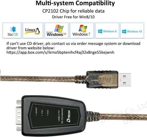 Vista 4 de DTECH Adaptador USB a serie RS422 RS485 R232 a cable USB (interfaz 3 en 1) soporta CC 5V con placa de ruptura luces LED para dispositivos de control