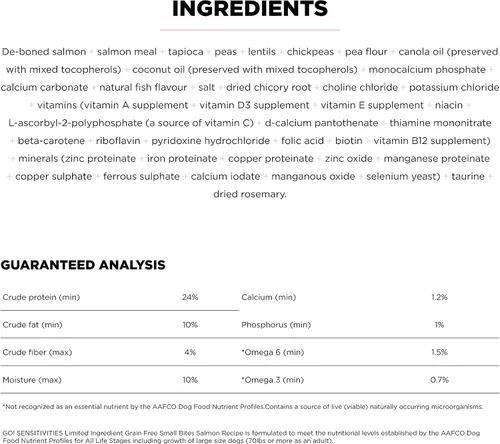 Vista 4 de Go! Solutions Sensitivities - Alimento seco para perros pequeños con ingredientes limitados, sin granos de salmón, croquetas pequeñas para razas