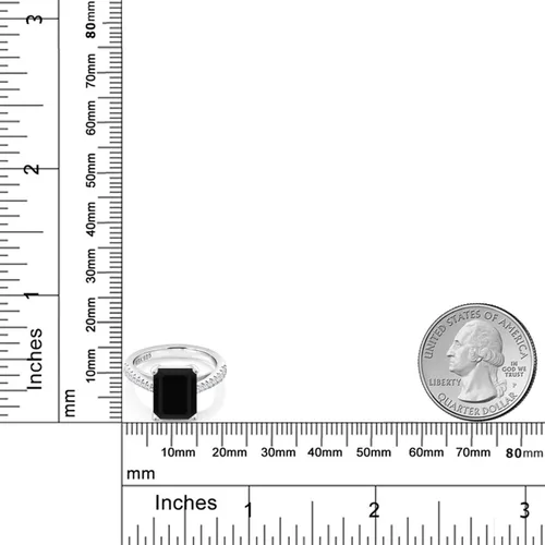 Vista 5 de Gem Stone King Anillo de compromiso de plata de ley 925 con ónix negro y zafiro blanco para mujer piedra natal de 339 quilates corte esmeralda