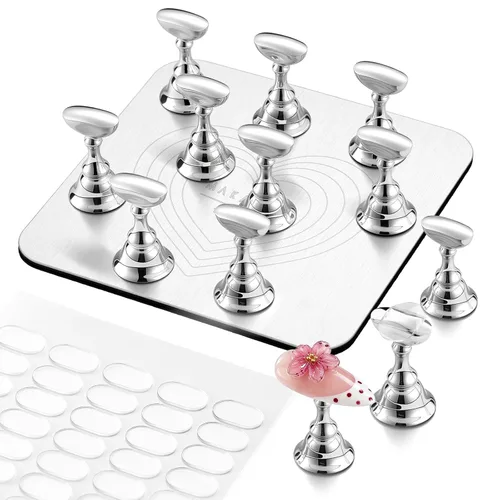 Vista 17 de Makartt Soporte de uñas para uñas a presión, práctica de pintura artística, soporte magnético para pintar uñas, soporte para diseños de uñas