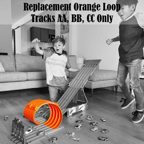 Vista 2 de Piezas de repuesto para Hot Wheels Playset FTH77 - Track Builder System Race Crate Die-Cast Car Track ~ Reemplazo Orange Loop Tracks AA, BB, CC