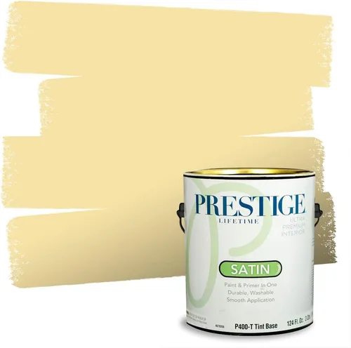 Vista 256 de PRESTIGE Pinturas de pintura exterior e imprimación en uno, 1 galón, plano, combinación comparable de Benjamin Moore* Manzanilla*
