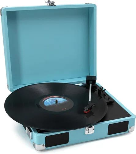 Vista 8 de LP&No.1 Reproductor de discos de vinilo Maleta Reproductor de vinilo, azul