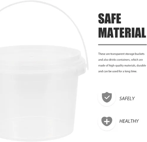 Vista 3 de Mini cubo de almacenamiento transparente con tapa, contenedor de plástico transparente de 10 onzas, seguro para alimentos, suministros de fiesta