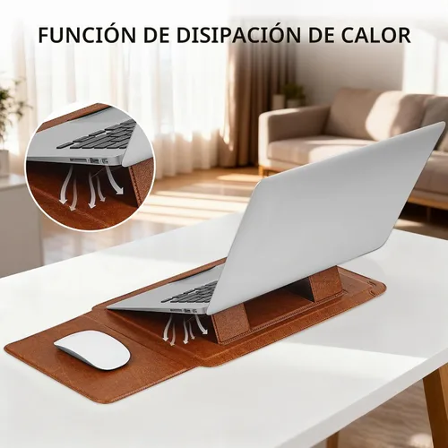 Vista 5 de HoYiXi Funda para laptop de 13.3 pulgadas con soporte, compatible con MacBook Neo 2026/MacBook Air/Pro 13 (M4/M3/M2/M1 2020-2025), Surface Pro 8