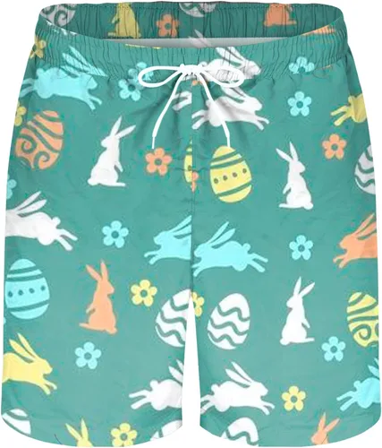 Vista 2 de Men's Shorts Casual Easter Holiday Drawstring Summer Beach Shorts with Elastic Waist and Pockets