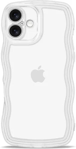 Vista 52 de Anuck Funda para iPhone 13 Pro con borde ondulado, diseño trasero transparente, agarre antideslizante, forma de marco rizado ondulado, a prueba