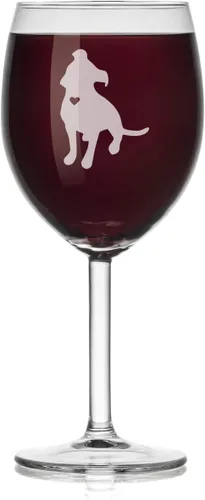 Vista 2 de Copa de vino lindo Pitbull con corazón (tallo grande, 20 onzas)