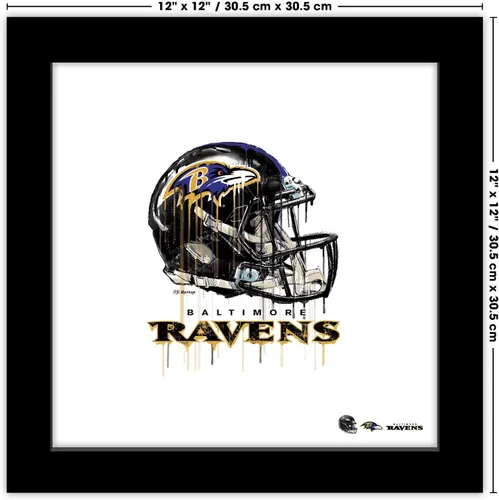 Vista 6 de Trends International Gallery Pops NFL Baltimore Ravens - Póster de pared con casco de goteo, 12.00 x 12.00 pulgadas, versión de marco negro