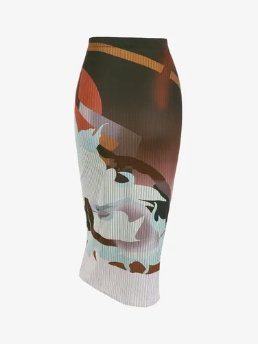 Vista 3 de ZAFUL Falda midi bohemia de cintura alta para mujer, falda sexy con abertura pareo, bandana con estampado de cachemira