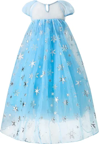 Vista 3 de Aoiviss Elsa Costume for Girls Frozen Princess Dress Birthday Halloween Cosplay
