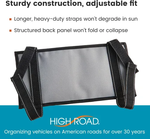 Vista 5 de High Road Organizador de visera de automóvil con bolsillos con cremallera, funda para lentes de sol y bolsillo transparente para fotos o registro