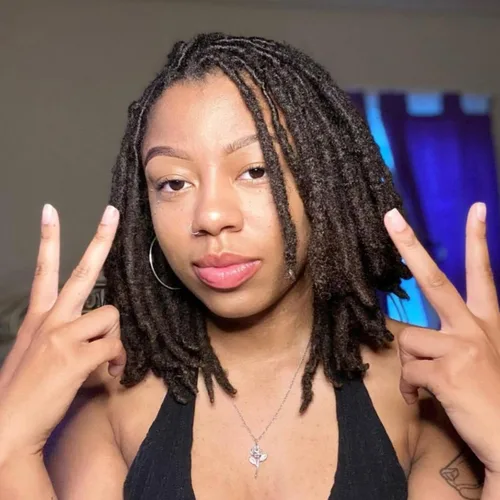 Vista 24 de Extensiones de cabello humano Loc de 0.2 cm de ancho, 4 pulgadas, 30 hebras, negro natural 100% completamente hechas a mano, extensiones