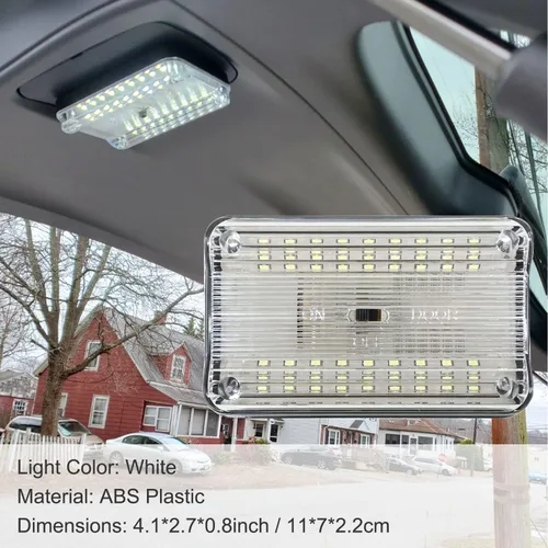 Vista 4 de Linkhood Pack de 2 lámparas DC 12V con 36 LED para techo de automóvil, camioneta, auto, domo, interior, lámpara blanca con interruptor