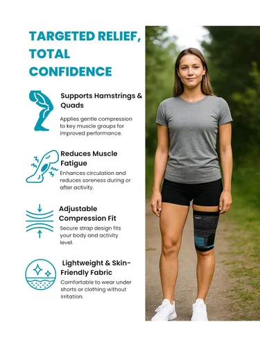 Vista 4 de Femoris-Knit Thigh Compression Sleeve for Men & Women Quad, Hamstring & Groin Support Breathable 4-Way Stretch Brace for Running, Sports &