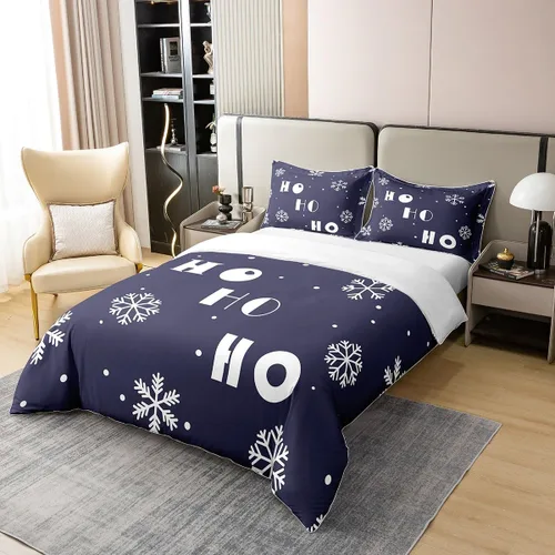 Vista 48 de Funda de edredón de árbol de Navidad 100% algodón natural, juego de ropa de cama de copos de nieve de Navidad para niños y niñas, funda de edredón