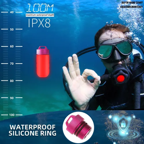 Vista 2 de Luz de buceo, luces de marcador para buceo, linterna de buceo con baterías de botón, mini tanque de buceo linterna impermeable para 328.1 ft
