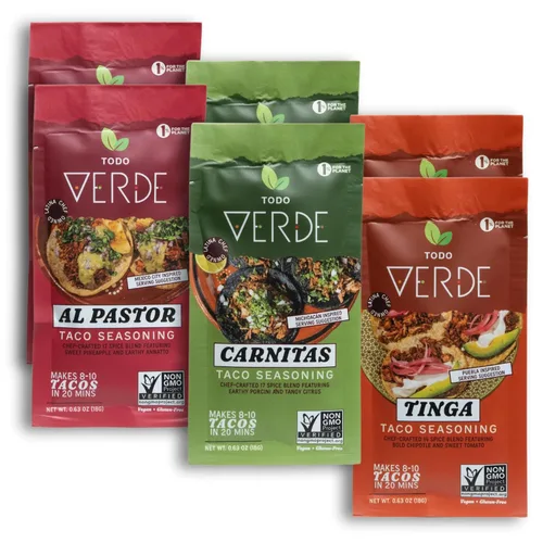 Vista 8 de Todo Verde Paquetes de condimentos, sabores premium, curados por chef, dulces, ahumados y picantes, sin ingredientes artificiales, veganos y sin