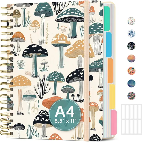 Vista 28 de Cuadernos grandes de espiral rayados para el trabajo con divisores y pestañas extraíbles, 8.5 x 11 pulgadas, bonito cuaderno de tapa dura de 5