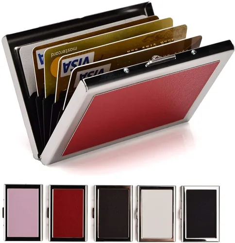 Vista 14 de EASTNIGHTS Rfid - Tarjetero delgado de metal para tarjetas de visita, estuche pequeño para hombres y mujeres, Negro-eyw, Tarjetero delgado