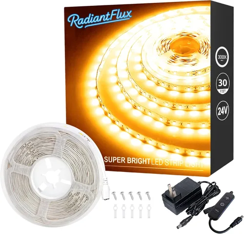 Vista 23 de Tiras de luces LED pequeñas de 10 pies cálidas, tira de luces LED regulables, 180 LEDs, luces de cinta LED tipo cuerda súper brillantes para sala