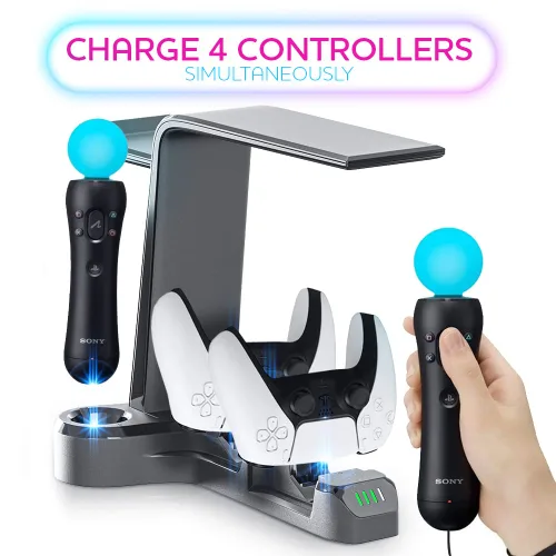 Vista 2 de Skywin VR Charging Stand - PSVR Charging Stand to Showcase, Display, and Charge your PS5 VR (PS5 Controller) (PS5)
