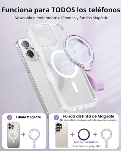 Vista 6 de andobil [2025 Estabilidad Sin Igual] Soporte Magnético para Teléfono con Anillo de Agarre para MagSafe Compatible con Accesorios MagSafe para iPhone