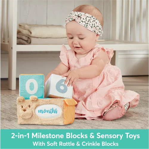 Vista 5 de Baby GUND Milestones and Moments Bloques suaves, accesorios de fotos de felpa para bebés y recién nacidos, multicolor