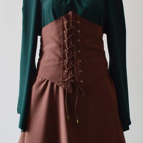 Vista 7 de Disfraz medieval renacentista para mujer vestido corto irlandés estilo pirata manga acampanada vestido corto tradicional irlandés