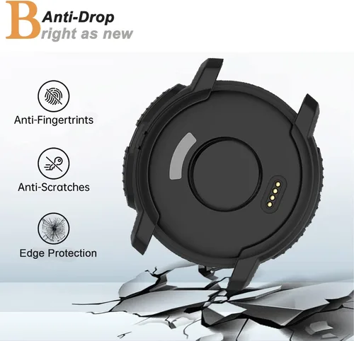 Vista 6 de Miimall Compatible con Garmin Instinct Crossover Case, resistente a los arañazos Anti-caída TPU Funda de protección militar para accesorios solares