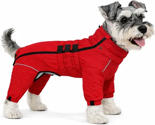 Vista 23 de Abrigo cálido para perros de doble capa, chaleco para perros, 4 patas cubiertas, resistente al viento, impermeable, reflectante, gris XS - L