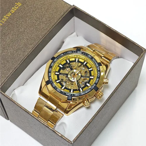 Vista 10 de Gute Relojes para hombre, esqueleto mecánico, de acero inoxidable, impermeable, automático, reloj de pulsera steampunk con esfera X de lujo
