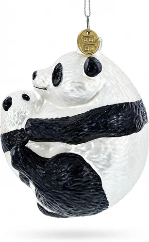Vista 2 de Madre y Bebé Panda Abrazo - Adorno de Navidad de vidrio soplado