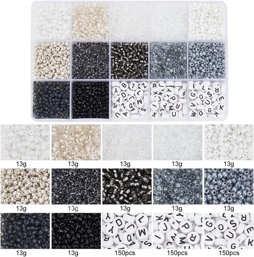 Vista 5 de PH PandaHall 3230 cuentas de cristal negro de 0.118 pulgadas y letras acrílicas de 0.118 pulgadas para hacer joyas