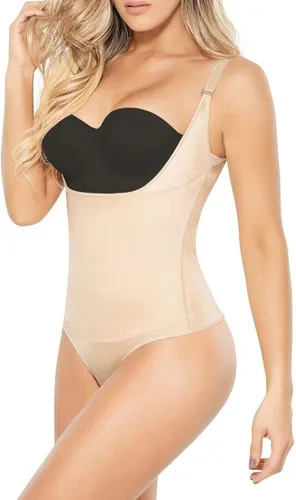 Vista 2 de SHAPERX Shapewear for Women Tummy Control Thong Bodysuit Open Bust Body Shaper